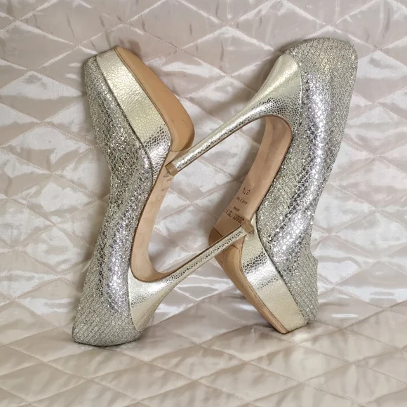 Jimmy Choo Gold Glitter Platform Pumps - Women's - Picture 3 of 6